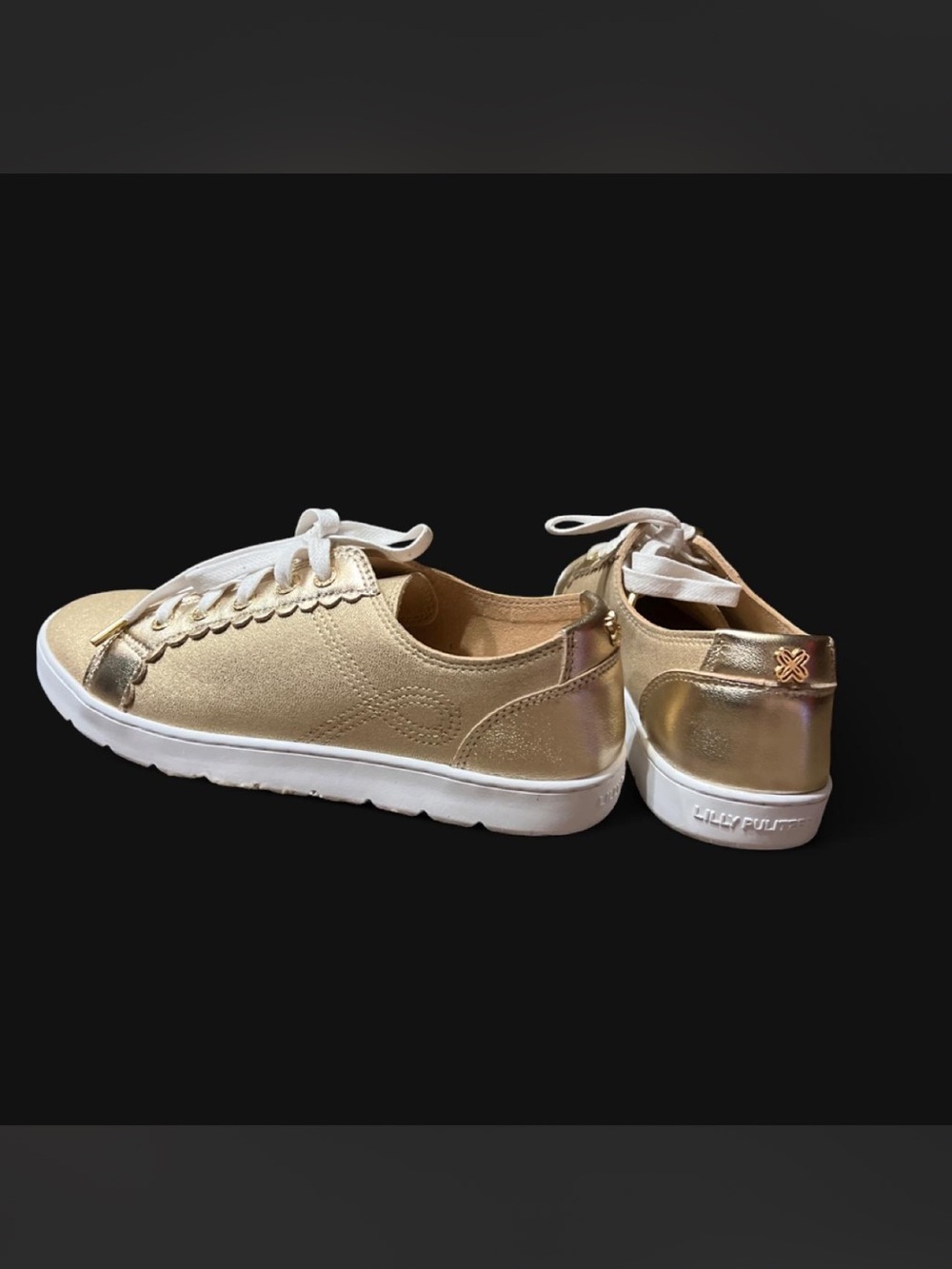 Lilly Pulitzer Metallic Gold Lace-Up Sneakers
